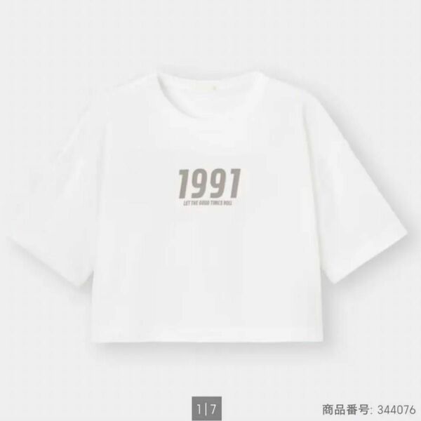 GU クロップドグラフィックTシャツ 半袖 ホワイト