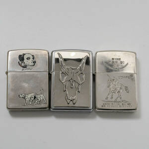 中古品 ZIPPO ジッポー 3本セット まとめ売り 馬 競馬 第109回天皇賞(春) ビワハヤヒデ ダルメシアン 1994 1996 動物 現状 （23821）