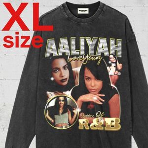 【希少】アリーヤ　Aaliyah　ヴィンテージ加工　長袖Tシャツ　ブラック　XL