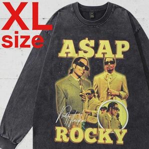 ASAP Rocky　ヴィンテージ加工　RAP　Tシャツ　ロンT　ブラック　XL