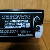 SONY ブルーレイレコーダー　BDZ-ZW1000　2番組同時録画　動作品 リモコン　b-casカード　電源コード　②_画像6