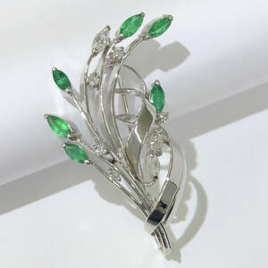 * tree motif * Pm900 natural emerald 0.78ct natural diamond 0.35ct brooch pendant top approximately 9.7g