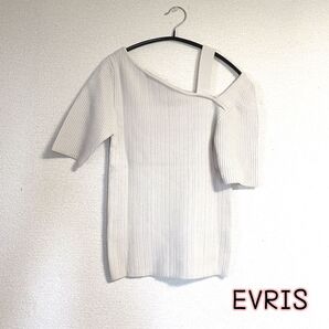 エヴリス EVRIS トップス ニットトップス リブニット 5分袖トップス