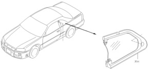 日産 純正 スカイライン GT-R BNR34 サイドガラス プライバシーガラス仕様 運転席側 未使用 ★デッドストック★ 【メーカー在庫わずか】