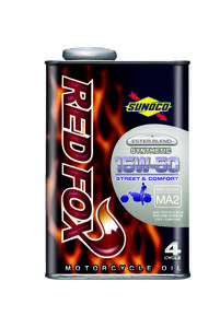 送料無料！　SUNOCO　REDFOX　スノコ　レッドフォックス　15W-50　JASO：MA2　合成油　Synthetic（エステル配合)　Level:部分合成　20L缶