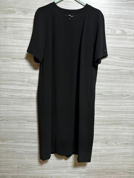 喪服 礼服 ブラックフォーマル ワンピース 11号 L ブラック 日本製 半袖ワンピース 半袖 黒