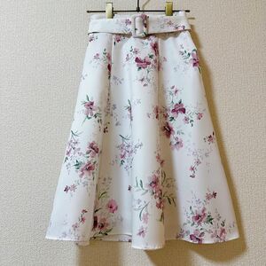 tocco closet トッコクローゼット 花柄 フレアスカート ピンク 膝丈 膝下 Mサイズ