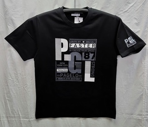 PAGELO：半袖Tシャツ：L寸:黒：41-2581-07