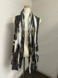 [EIKO KONDO]ei here ndou Italy made stole gilet black chiffon 