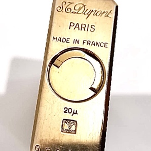 160■ S.T.Dupont デュポン ライン1 ダイヤモンドヘッド ローラーガスライター ゴールドカラー 着火確認 火花確認済み 黒ずみ キズ 現状品の画像5