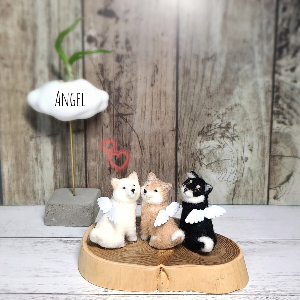 Angel Shiba Inu ① White Shiba One Piece Bean Dog Wool Felt Handmade Dollhouse Miniature Blythe Pet Puppy, toy, game, stuffed toy, Wool felt