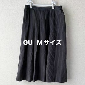 GU タックフレア ミディ ストライプ　スカート Mサイズ