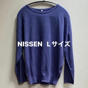 NISSEN 透かし編み　ニット　薄手　Lサイズ