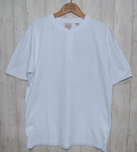 送料無料 即決！ Goodwear グッドウェア USAコットン ヘビーウェイト ヘンリーネックTシャツ WHITE L_画像1