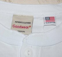 送料無料 即決！ Goodwear グッドウェア USAコットン ヘビーウェイト ヘンリーネックTシャツ WHITE L_画像3