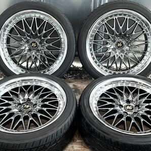 WORK VS XV ワーク 美品 20インチ PCD114.3 5穴 9J+34 4本通し ブリリアントシルバーブラック 245/40R20 ヨコハマタイヤ付 ミニバン セダンの画像1