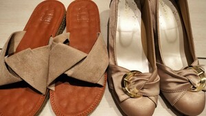【送料無料】ヒールパンプスLLサイズ+サンダルLLサイズ　2足セット　美品　女性　レディース　靴 ヒール　サンダル