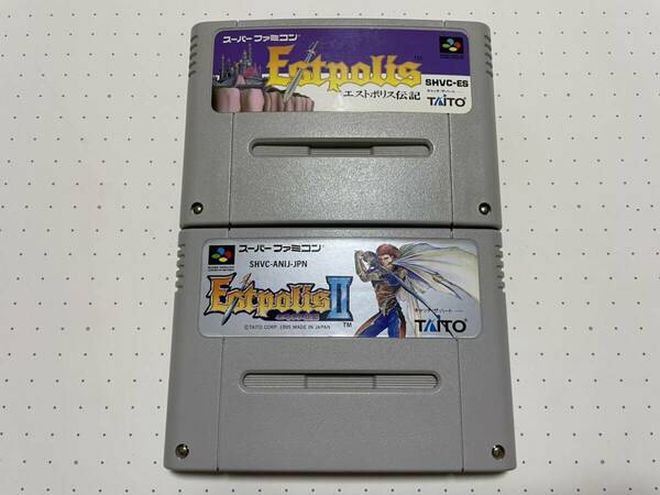 ☆SFC レア 希少 美品 電池新品 Estpolis エストポリス伝記 Ⅰ Ⅱ 1 2 セット TAITO タイトー RPG ☆動作確認済 端子・除菌清掃済 同梱可