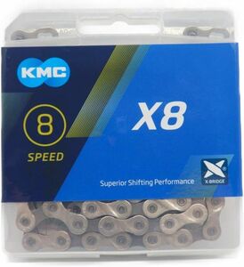 KMC ケイエムシー X8 チェーン 8速 8S 8スピード用 silver gry 114Links 自転車