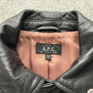 希少! A.P.C アーペーセー OLD スペイン製 ダブル ライダース ジャケット 34 ☆ 90s 00s フランス デニム コーチジャケット tシャツの画像3