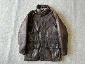 80s Eddie Bauer 黒タグ レザー ダウンジャケット XL ビンテージ ☆ 70s 90s l.l.bean gap 日の出 カラコラム スウェット tシャツ ベスト 