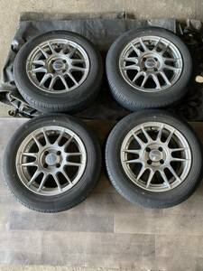 2021年製 溝アリ夏タイヤ GOODYEAR EFFICIENTGRIP ECO EG01 175 65 14 6J 38 PCD100 4H ENKEI RIVAZZA ヴィッツ ノート デミオ フィット等