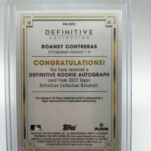 Roansy Contreras 10枚限定 ルーキー サイン 2022 Definitive の画像2