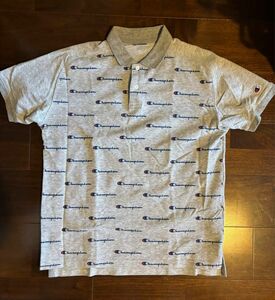 美品　BEAMS GOLF ビームスゴルフ 半袖 ポロシャツ CHAMPION 総柄 グレー系 MEDIUM ゴルフウェア メンズ