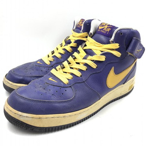 【中古】※ソール剥離、ストラップ破損 NIKE 2004年製 AIR FORCE 1 MID LA LAKERS 27.5cm 306352-571 △状態考慮[240024459872]