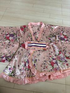 HONGFU] lady's flower . series long kimono dress chiffon Sakura Japanese style yukata costume costume play clothes obi attaching 