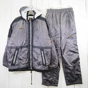  Asics asics setup warm-up jacket & pants * with a hood reverse side nappy jersey top and bottom set (O) gunmetal × black 