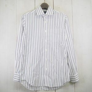 鎌倉シャツ Maker's Shirts Kamakura ストライプ柄コットンシャツ(38-82)ホワイト×ネイビー/日本製