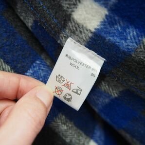 ブルコ BLUCO スウェットフーディードッキングデザインチェック柄ネルシャツジャケット*ヘビーネルシャツパーカー(S)ブルー系の画像6