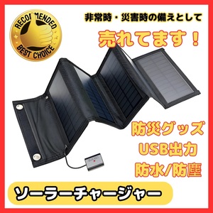 (B) ソーラーパネル ソーラーチャージャー 太陽充電 充電器 USB スリム ポータブル スマホ 携帯ゲーム機 アウトドア キャンプ 地震 災害時