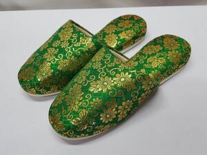 * new goods * high class gold . slippers M size green 26.* gold . green slippers standard size temple . Buddhist altar fittings Buddhist altar fittings family Buddhist altar memorial service law necessary 