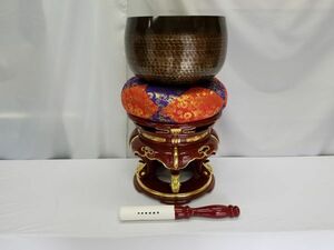 ◆新品◆手打ち 大徳寺リン 1尺 木製朱塗 丸金台セット◆丸布団◆直径30.5cm 総高さ59㎝ 大徳寺りん おりん リン 磬子 仏壇 仏具 寺院仏具