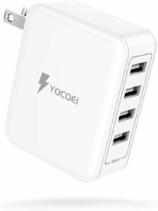 YOCOEI 40W USB急速充電器 (4ポート/折り畳み式/超コンパクト/iSonicおまかせ充電/PSE認証済み) iPhone/iPadシリーズ その他各機器対応