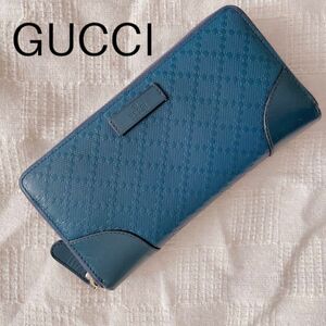 レア GUCCI グッチ 長財布 ラウンドジップ ウォレット ジッピー ディアマンテ メンズ レディース レザー 本革 ネイビー 