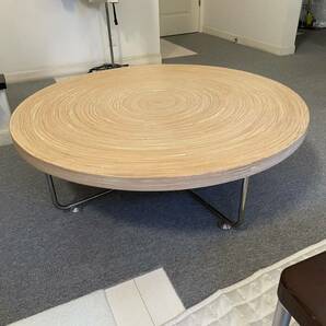 丸テーブル 無垢材 ローテーブル アンティーク の画像1