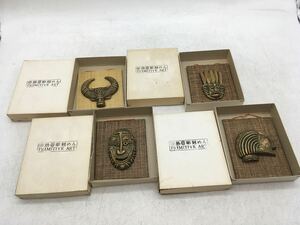 【1円スタート】亜熱帯彫刻めん PRIMITIVE ART インテリア ４つ 保管品 アジア雑貨 お面 箱付き 壁飾り アート DM0422L