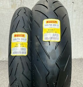 新品 PIRELLI ピレリ DIABLO ROSSO 3 2022年製 120/70 ZR17 2023年製 190/55 ZR17 前後セット ロッソ III 送料込 45,000円 (165245)