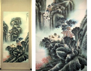 Art hand Auction ◎送料無料◎蔵くら◎ 中国 山水画 大きな 掛け軸 ◎ 190430 M C90 掛軸 中国画 骨董 古玩 アンティーク レトロ 古画 中国製, 絵画, 日本画, その他