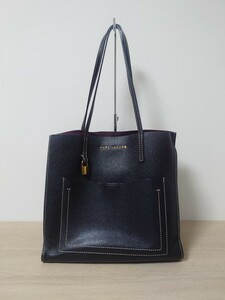 【中古】MARC JACOBS（マーク ジェイコブス）THE GRIND ( ザ グラインド ) レザートートバッグ / 黒 / ブラック / 無地 / 鍵なし 現状品