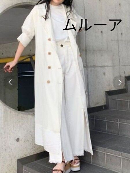 ムルーア MURUA トレンチコート コート シースルーシャツ ワンピース ホワイト ゆったり 美品 フリーサイズ