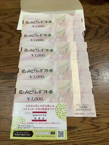 花とみどりのギフト券 5,000円分　1,000円券5枚