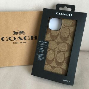新品★COACH コーチ 定価14,300円 レザー iPhone 15 ケース 