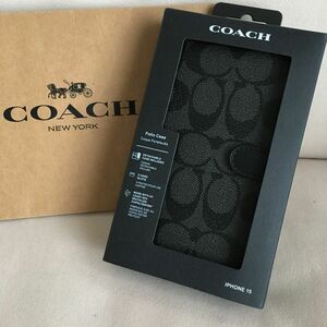 新品　COACH コーチ 定価23,100円 レザー iPhone 15 ケース　手帳