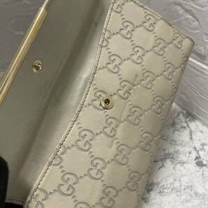 GUCCI グッチ 112715 グッチシマレザー 長財布 Wホック GG柄 2つ折り 箱付き USEDの画像6