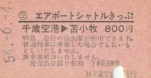 H009.〇企エアポートシャトルきっぷ　千歳線　千歳空港⇒苫小牧　58.6.4【3751】