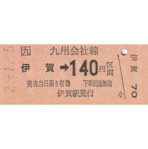 Q022.JR九州 香椎線 伊賀⇒140円区間 2.1.5【入鋏無】の画像1